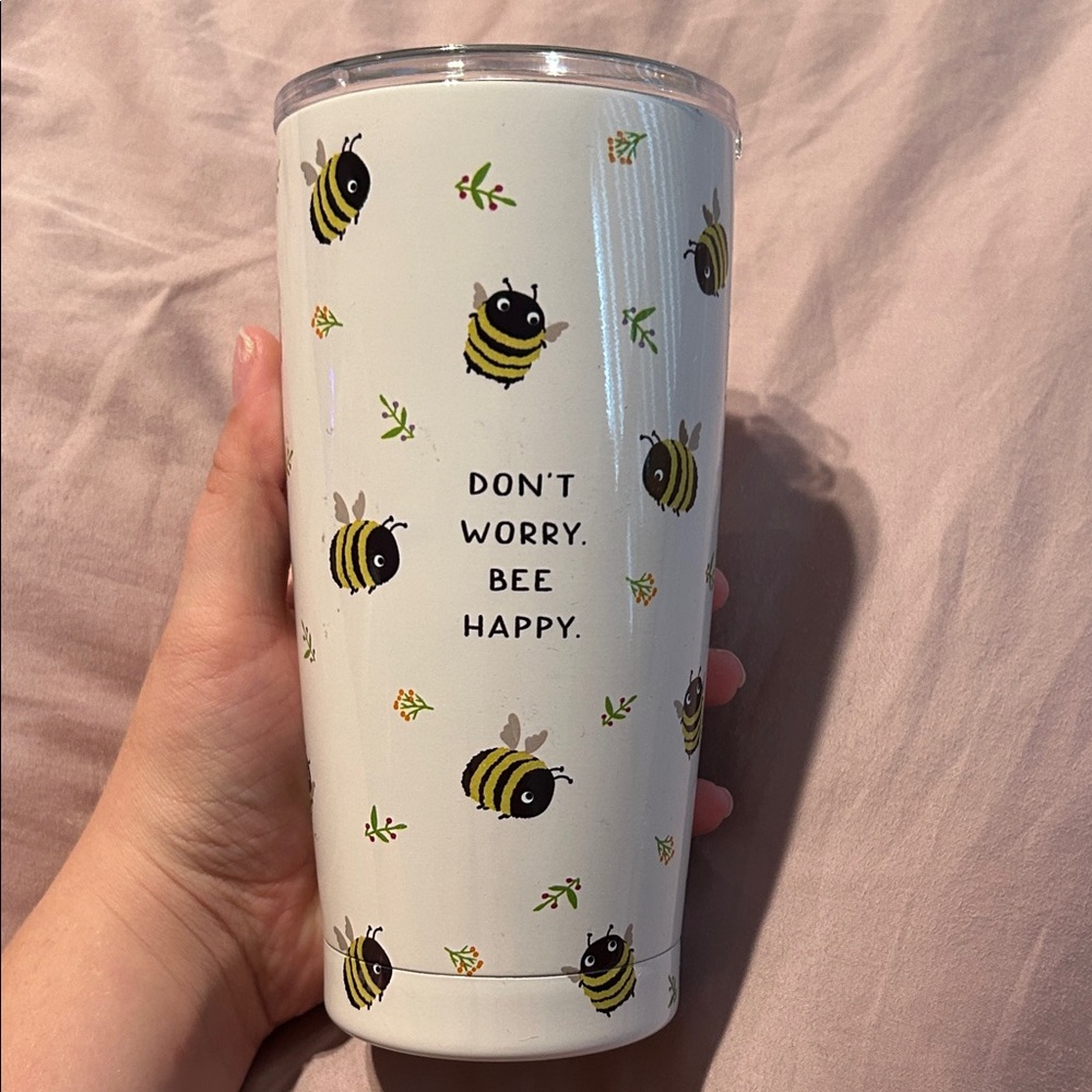Bee Happy White Tumbler